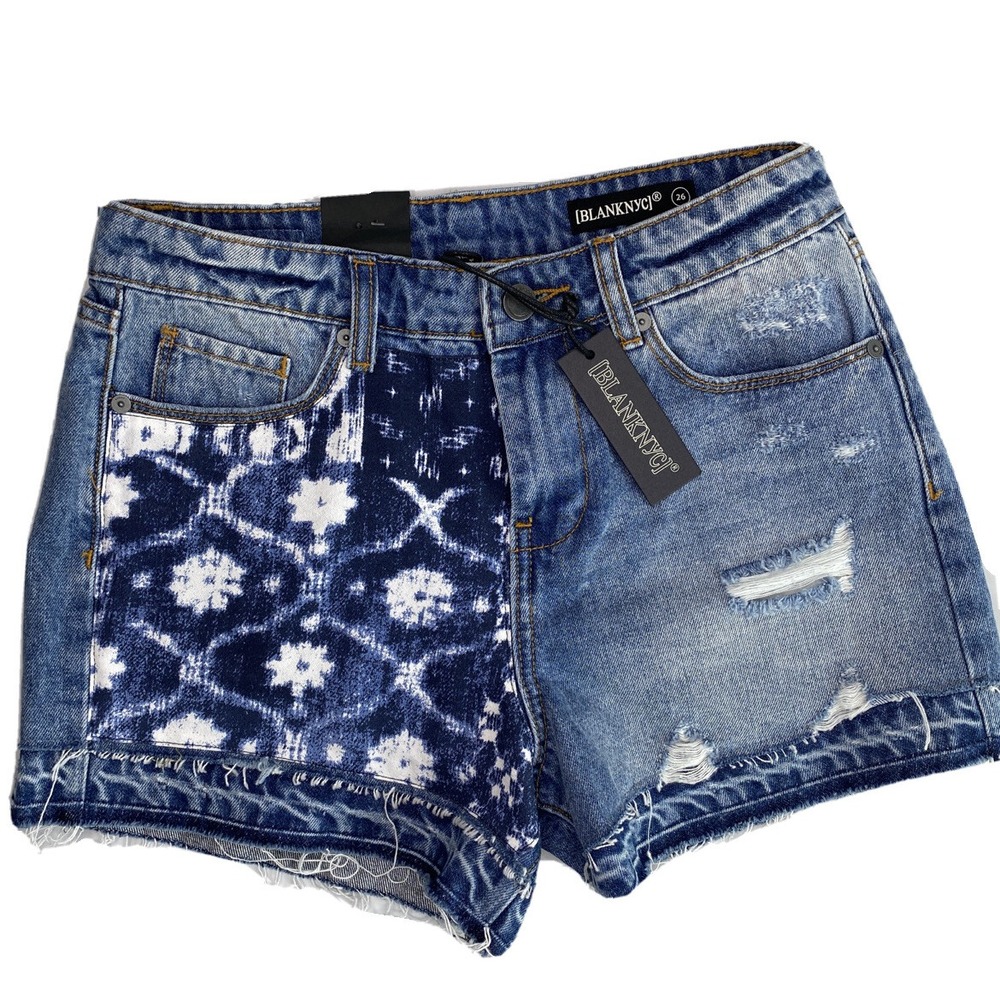 BlankNYC The Perry Mom Denim‎ Shorts Women Sz 26 Distressed Floral Print NWT